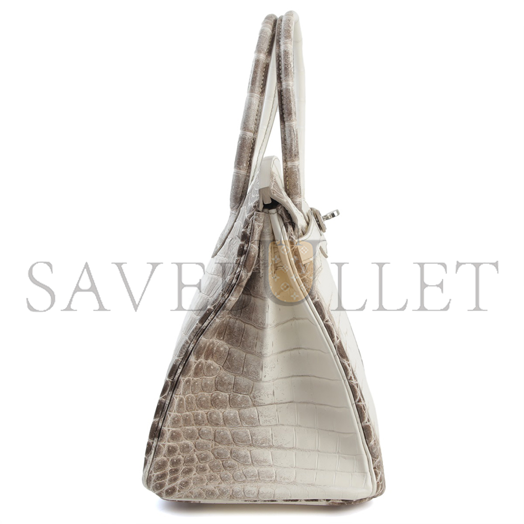 H**mes master birkin 25 crocodile leather himalayan crocodile leather silver buckle h041354cko8 (25*20*13cm)
